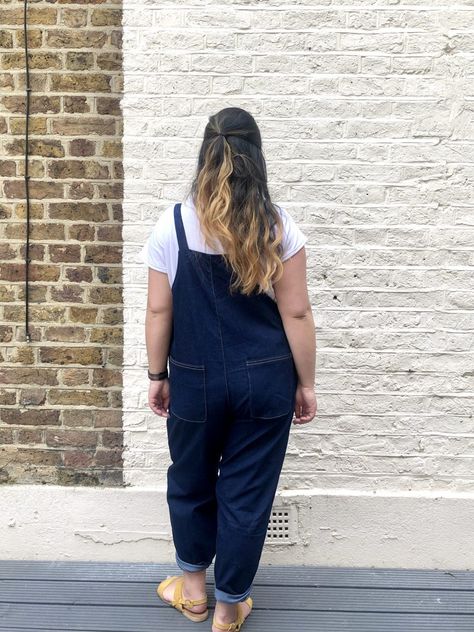 On making knock off Lucy and Yak dungarees // Hello Workshop - Self Assembly Required Lucy And Yak Dungarees, Lucy And Yak, Pattern Hack, Easy Jobs, White Blouse, Dungarees, Stretch Denim, Sewing Pattern, Overalls