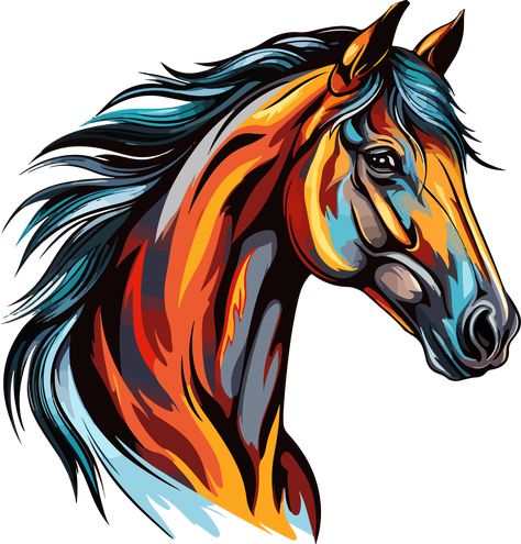 AI generated horse design illustration isolated on transparent background Horse Illustration Design, Horse Illustration Art, Colorful Horse Art, Horse Clip Art, Abstract Horse Art, Horse Canvas Painting, Horse Art Drawing, Horse Graphic, Animal Art Projects