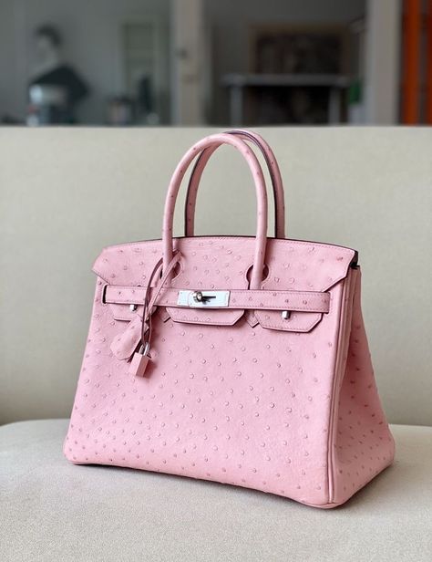 Pink Birkin, Pink Hermes, Birken Bag, Ostrich Birkin, Hermes Lindy Bag, Ostrich Bag, Luxury Brand Names, Hermes Watch, Classic Party