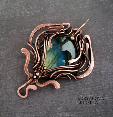 Pasque Flower, Beading Inspiration, Magical Jewelry, Copper Cuff, Wire Work Jewelry, Wire Pendant, Work Jewelry, Wire Weaving, Wire Crafts