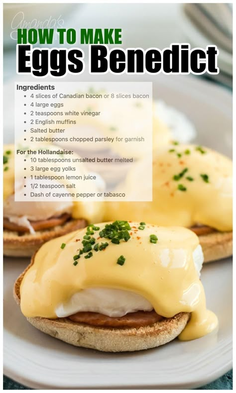 Egg Benedict Sauce, Eggs Benedict Hollandaise Recipe, Basic Breakfast Ideas, Egg Receips, Egg Benedict Recipe, Eggs Benedict Hollandaise, Easy Eggs Benedict Recipe, Recipes With Eggs, Easy Eggs Benedict