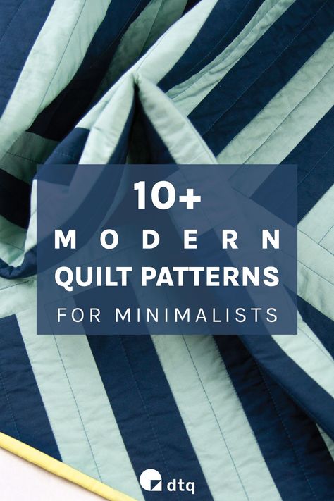 Wondering how to make a simple geometric quilt? Look no further! Browse 10+ simple geometric quilt patterns for modern quilters and read our tips on how to choose pattern and fabric! Strip Quilts Patterns, Master Bed Quilt Patterns, Simple Modern Quilt Ideas, Simple Elegant Quilt Pattern, Alternative Quilt Binding, Large Block Quilt Patterns Simple, Plain Quilt Patterns, Simple Quilt Top Patterns, Modern Beginner Quilt