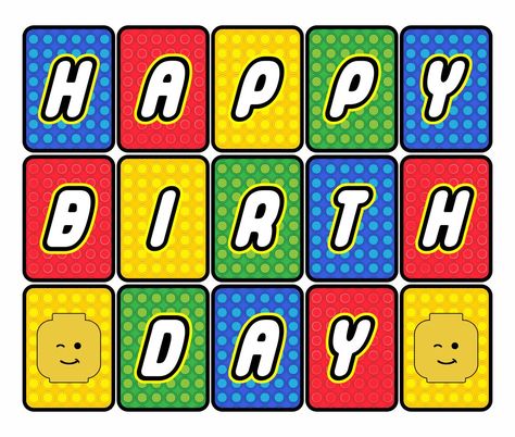 Happy Birthday LEGO Banner Printable Free Lego Birthday Printables, Lego Happy Birthday Cake Topper, Lego Name Tags Free Printable, Lego Happy Birthday Banner, Lego Birthday Banner Printable Free, Lego Birthday Party Decorations Free Printable, Lego Stickers Printable, Lego Cake Topper Printable, Lego Happy Birthday