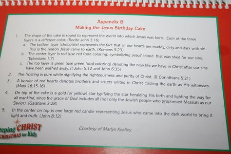 Every Christmas from the time the older kids were small we’ve had a birthday party for Jesus. We eat cake and discuss the symbolism. This “recipe” is my favorite … every detail of the cake has significance and a related Scripture. The older kids read the Bible passages while the younger ones listen (and try … Birthday Cake For Jesus, Birthday Party For Jesus, Happy Birthday Jesus Cake, Jesus Birthday Cake, Jesus Cake, Happy Birthday Jesus Party, Jesus Birthday Party, The Real Meaning Of Christmas, Real Meaning Of Christmas