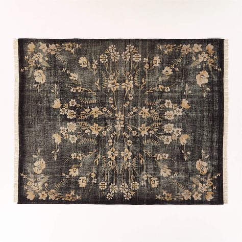 Lavish Modern Black Floral Wool Area Rug 8'x10' + Reviews | CB2 Neutral Area Rugs, 9x12 Area Rugs, Jute Area Rugs, Pink Area Rug, Black Area Rugs, 8x10 Area Rugs, Green Area Rugs, Geometric Area Rug, Red Area Rug