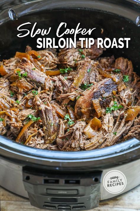 Crockpot Sirloin Tip Roast, Roast With Au Jus, Sirloin Roast Recipes, Beef Sirloin Tip Roast, Pork Sirloin Roast, Sirloin Tip Steak, Sirloin Steak Recipes, Tip Roast, Dinner Crockpot