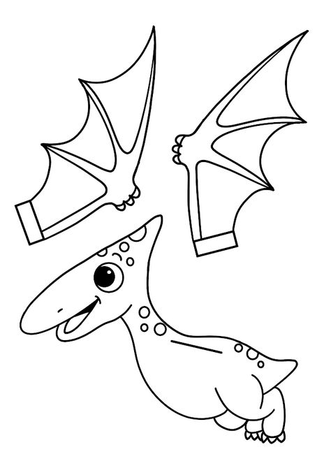 Pterodactyl Art Preschool, Pterodactyl Drawing Cute, Diy Pterodactyl Decoration, Pterodactyl Cartoon, Pterodactyl Silhouette, Paper Cutout, Birthday