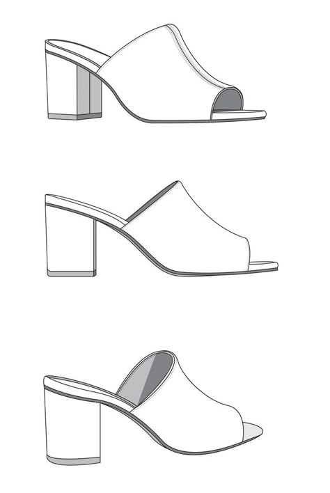 How To Draw Heels, Fashion Illustration Shoes, Technical Flats, Shoe Template, Shoe Sketches, Fashion Shoes Sandals, Shoe Design Sketches, Technical Drawings, Shoes Drawing