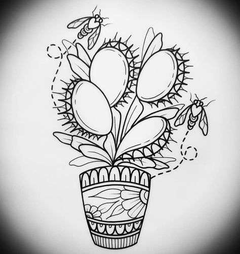 American Traditional Venus Fly Trap, Venus Fly Trap Tattoo Black And White, Traditional Venus Fly Trap Tattoo, Homies Tattoo, Venus Fly Trap Drawing, Venus Flytrap Tattoo, Fly Trap Tattoo, Venus Fly Trap Tattoo, Trap Tattoo