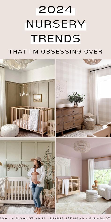 Searching for nursery ideas for your new baby room? I’ve got the 20 best nursery décor trends for 2024! Whether you want nursery neutral décor, design ideas, or modern nursery room inspiration, I’m sharing the top nursery themes and baby room décor trends for 2024. Nursery Wallpaper Ideas, Nursery Dressers, Gray Nursery Girl, Modern Nursery Room, Pretty Nursery, Shelves Nursery, Minimalist Mama, Nursery Themes Neutral, Decorate Nursery