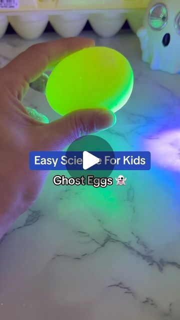 Jessica Luke on Instagram: "Ghost Eggs! 👻… SAVE 💾 this for later and FOLLOW ➕ for more! —— 👻🧪 Get ready for some spine-tingling science! 👩‍🔬🧬 We’re brewing up a hair-raising experiment - Ghost Eggs! 👻🥚 Step 1: Empty the liquid of a highlighter into a container. Step 2: 🥚 Carefully place in a regular egg. Step 3: 🧪 Submerge it in vinegar. The acetic acid in vinegar dissolves the calcium carbonate shell. Step 4: Wait patiently for a few days - you’ll see the shell slowly vanish, leaving a translucent egg. Step 5: Now, here’s the spookiest part - 🔦 Shine a black light on your egg, and watch it come to life, eerily glowing in the dark! —— The science behind it? The vinegar dissolves the eggshell due to a chemical reaction, leaving the inner membrane intact. The highlighter contains Glow In The Dark Experiments, Ghost Eggs, Egg Experiments, School Science Projects, Glowing In The Dark, Chemical Reaction, Grade 7, Acetic Acid, Hair Raising