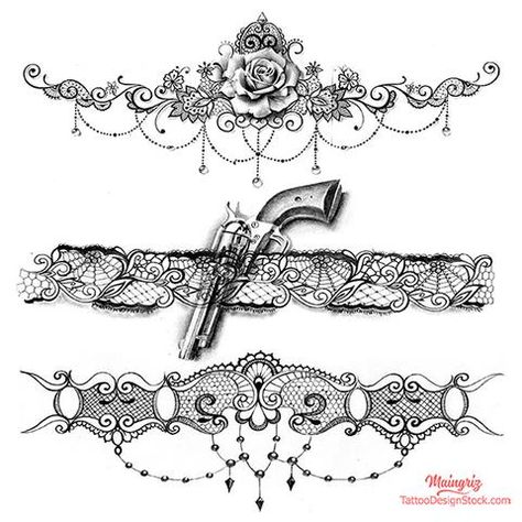 Lace Garter Tattoos, Garter Tattoo, Lace Tattoo Design, Quality Tattoo, Muster Tattoos, Tattoo Templates, Original Tattoos, Tattoo Girls, Lace Tattoo