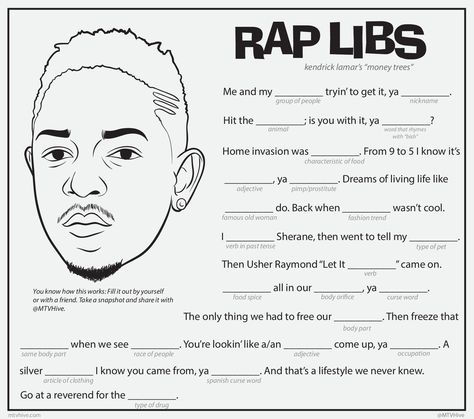 Mad Libs For Adults, Funny Mad Libs, Song Template, Writing Lyrics, Rap Song Lyrics, Mad Libs, Music Worksheets, Writing Templates, Rap Lyrics