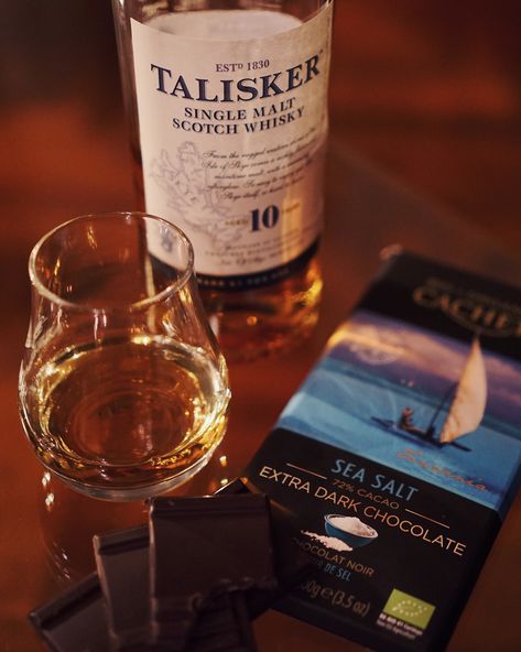 Perfect match! Talisker 10, Scotch Whisky, Single Malt, Sea Salt, Dark Chocolate, Perfect Match, Rose Wine, Whiskey, Alcoholic Drinks