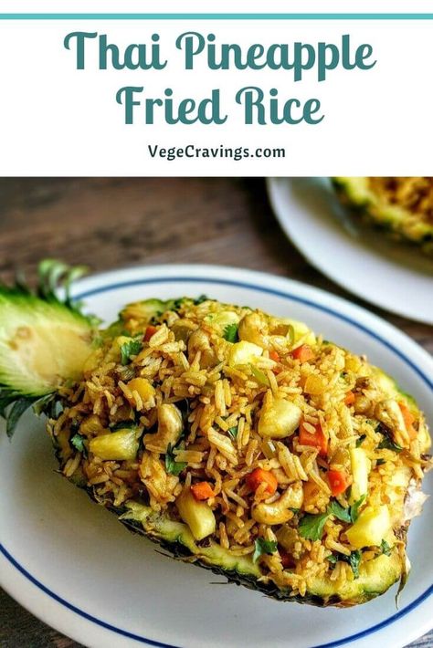 Thai Appetizers, Rice With Pineapple, Hawaiian Fried Rice, Vegetarian Inspiration, Thai Pineapple Fried Rice, Pineapple Fried Rice Recipe, Veg Fried Rice, Vegetarian Thai Recipes, Thai Fried Rice