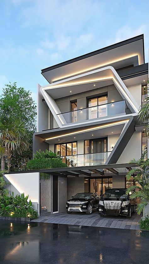 House 3 Floors, House Structure Design, 3 Storey House Design, Emporio Architect, House Outer Design, Small House Front Design, Small House Design Exterior, Building House Plans Designs, Architectural Design House Plans