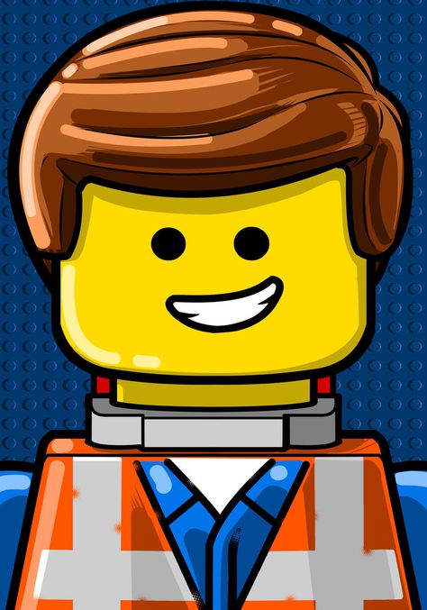 EMMET by Thuddleston on DeviantArt Emmet Lego, Lego Faces, Lego Wallpaper, Face Template, Lego Custom Minifigures, Lego Movie 2, Lego Cake, Lego Man, Lego Birthday Party