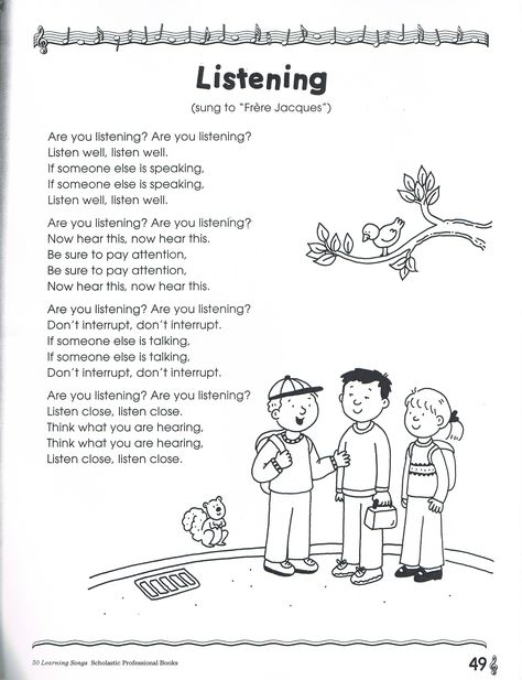 The Listening Song, Preschool Listening Activities, Library Songs, Eng Songs, Listening Song, Silverstein Poems, Toddler Songs, English Textbook, Letter Sound Activities