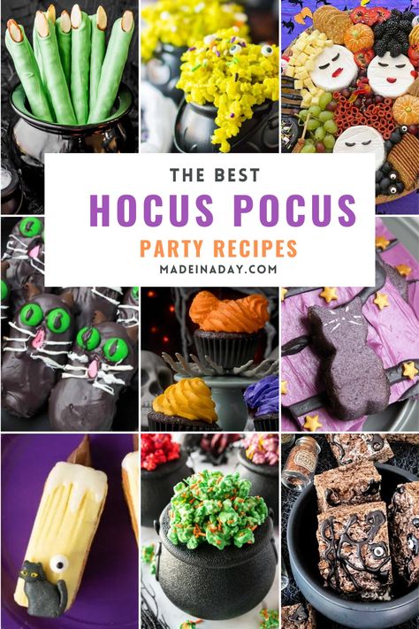 Hocus Pocus Cocktails, Hocus Pocus Food Ideas, Hocus Pocus Themed Food, Hocus Pocus Food, Hocus Pocus Cupcakes, Hocus Pocus Cookies, Themed Dinners Ideas, Movie Night Dinner, Disney Inspired Food