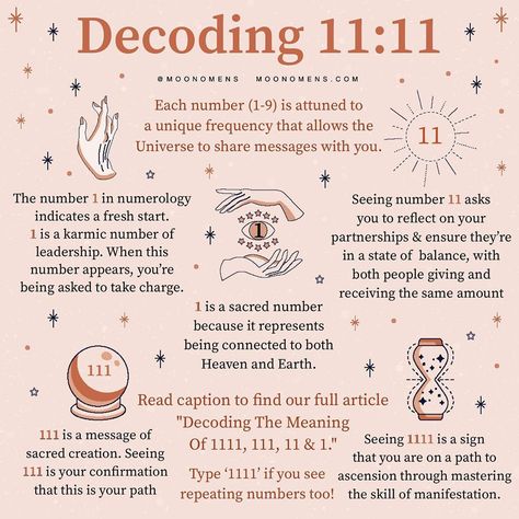 Spiritual Meaning Of 1111, Numerology Number 11, 111 Meaning, Moon Omens, Spiritual Angels, How The Universe Works, Numerology Numbers, Spiritual Journals, Wiccan Spell Book