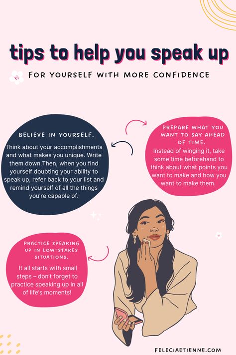 We all have a unique voice that deserves to be heard. However, it can be challenging to speak up for ourselves, especially if we lack confidence. 😔 But it's important to remember that we are just as worthy of being heard as anyone else. ➡️ Here are three tips to help you speak up for yourself with more confidence… #confidence #levelup #success #womenentrepreneurs #entrepreneurship #personaldevelopment How To Speak With Confidence, How To Speak Up For Yourself, How To Speak More Eloquently, How To Speak Confidently, Speaking Up, Self Confidence Poster, Speaking Up For Yourself, Speak Up, Speak Up For Yourself