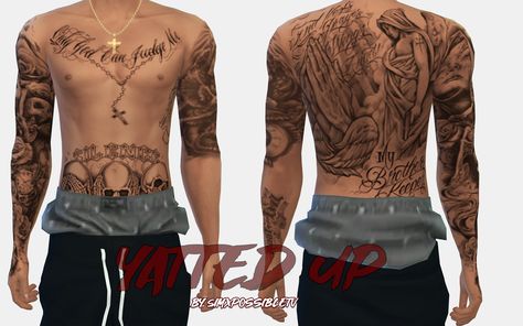 Yatted UP! Male Tattoo | Patreon Sims 4 Male, Sims 4 Men Clothing, Sims 4 Male Clothes, Sims 4 Tattoos, Free Sims 4, Sims 4 Body Mods, Tumblr Sims 4, 4 Tattoo, Full Body Tattoo