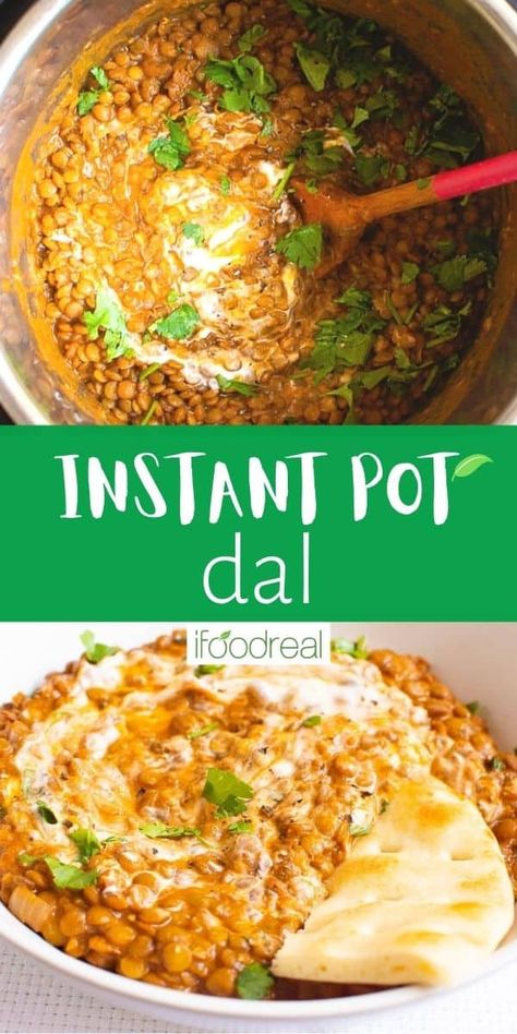 Instant Pot Dal with green or brown lentils simmered in bold aromatic broth is balanced out by the creaminess of coconut milk for an unforgettable taste explosion. A gluten free, vegan 30-minute one-pot meal. Middle Eastern Instant Pot Recipes, Instapot Lentils Recipes, Instapot Lentil Recipes, Indian Food Instant Pot, Green Lentil Recipes Instant Pot, Lentil Instant Pot Recipes, Instant Pot Dahl, Dahl Instant Pot, Red Lentils Instant Pot