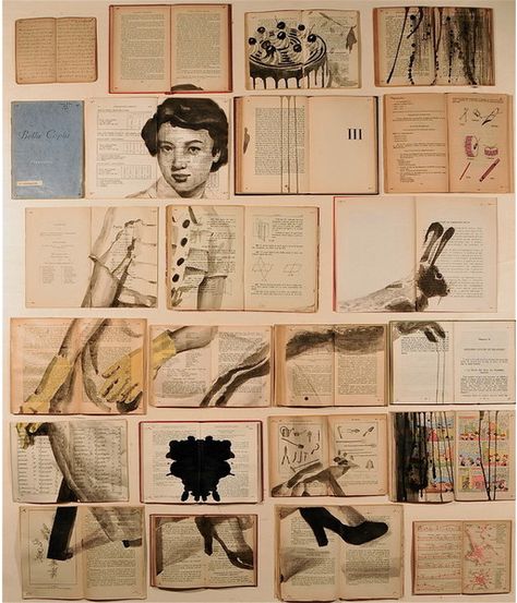 13 Beautiful Collages Made From Old Books The Russia and Italy based artist Ekaterina Panikanova uses books to create stunning abstract c... Kunst Collages, 심플한 그림, Beautiful Collage, Old Book Pages, Collage Making, Old Book, A Collage, Old Books, Altered Books