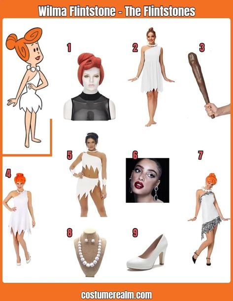 Wilma Flintstone Cosplay, Wilma Flintstone Costume Makeup, Wilma Flintstone Costume Hair, Wilma Diy Costume, Wilma Flintstone Makeup, Wilma Flintstone Costume Diy, Wilma Costume, Wilma Flintstone Costume, Fred Flintstone Costume