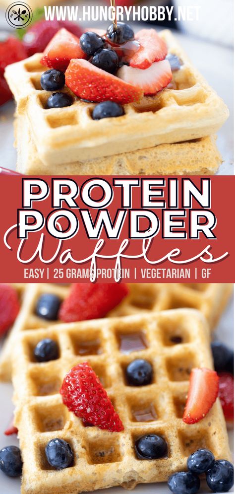 Easy protein powder pancakes with 25 grams of protein made from just six ingredients and perfect for meal prep or a quick, delicious breakfast! Protein Waffle Recipe Without Protein Powder, Premier Protein Waffle Recipe, Protein Shake Waffles, Gluten Dairy Free Protein, Fluffy Protein Waffles, Diy Protein Waffles, Things To Make With Vanilla Protein Powder, Easy Protein Waffles Recipe, Protein Waffle Mix Recipe