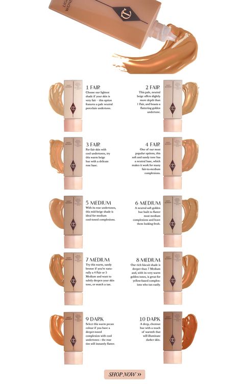 Charlotte Tilbury Light Wonder Foundation Buyer's Guide | Charlotte Tilbury Charlotte Tilbury Foundation, Charlotte Tilbury Light Wonder, Best Foundation For Acne, Light Coverage Foundation, Makeup Boutique, Foundation Swatches, Hydrating Foundation, Charlotte Tilbury Makeup, Airbrush Foundation