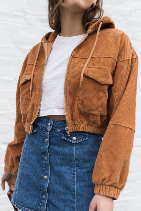 BDG Corduroy Patch Pocket Cropped Jacket | Urban Outfitters Short Jackets, Zipper Shorts, Brown Corduroy, Zipper Jacket, Cropped Jacket, Casual Coat, Fashion Vintage, Short Jacket, Coat Fashion