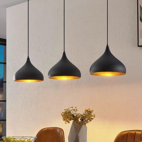 Drop Lights Kitchen, Dining Table Pendant Light, Lights Over Island, Light Grey Kitchen Cabinets, Table Pendant Light, Gold Dining Room, Lights Over Kitchen Island, Hanging Lights Kitchen, Concrete Pendant Light