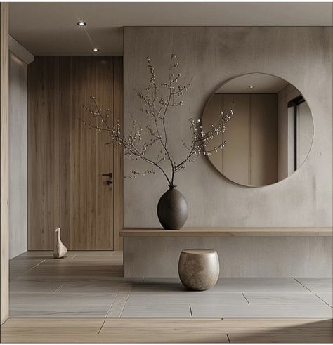 Simple Minimalist House Design, Minimalist Entrance Design, Entrance Storage Ideas, Minimalist Home Decor Ideas, Minimalist Hallway, Entrance Storage, Studio House, Minimalist Living Room Design, Japandi Living