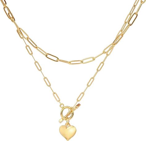 Amazon.com: Swank Jewelry Layered Chain with Heart Pendant PVD Gold Plated Stainless Steel Necklace with Toggle For Women Teen Girls Gift for Special Occasions Mother's Day Graduation and Holidays: Clothing, Shoes & Jewelry Teen Girl Jewelry, Girl Necklace, Layered Chain, Lover Girl, Layered Chains, Girl Jewelry, Layered Jewelry, Girls Gift