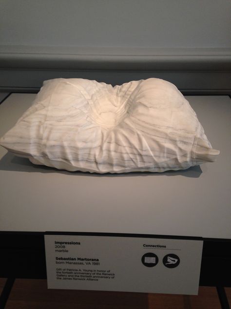 Pillow made out of marble. At the Renwick Gallery, Washington, D.C. Pillow Installation, Pillow Art Installation, Bed Sculpture, Pillow Sculpture, Isolation Sculpture, Archive Puffer Jacket, Renwick Gallery, Tragic Sculpture, Ap Art