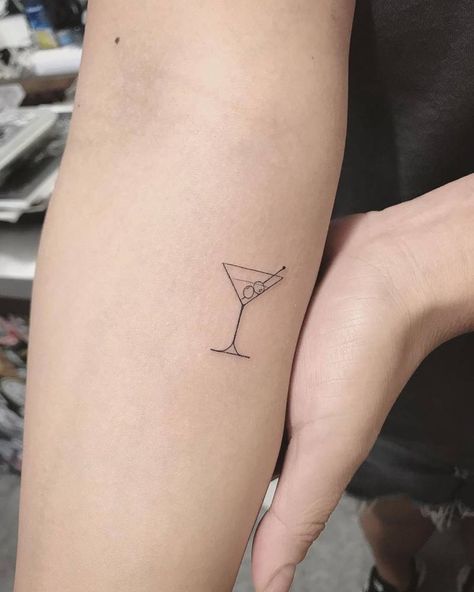 Aphrodite Tattoo Symbol, Cosmopolitan Tattoo, European Tattoos, Martini Tattoo, July Tattoo, Olive Tattoo, Wine Glass Tattoo, First Tattoo Ideas, Wine Tattoo