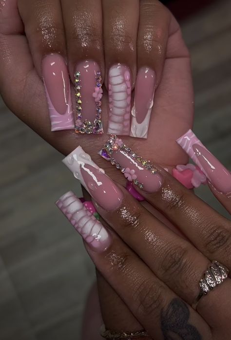 Acrylic Nail Designs Coffin, Acrylic Toe Nails, Hard Nails, Colored Acrylic Nails, Girly Acrylic Nails, French Tip Acrylic Nails, Cute Acrylic Nail Designs, Dope Nail Designs, Short Square Acrylic Nails