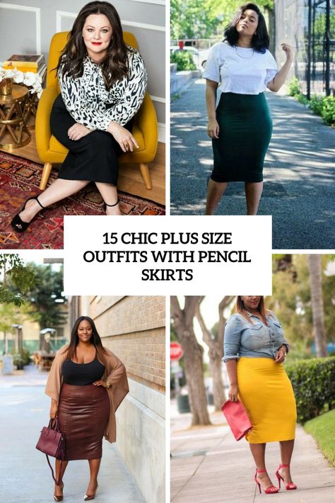 15 Chic Plus Size Outfits With Pencil Skirts | Styleoholic | Bloglovin’ Casual Pencil Skirt Outfits Plus Size, Outfits With Pencil Skirts, Plus Size Pencil Skirt Outfit, Skirt And Tee Shirt Outfit, Shirt Outfit Plus Size, Chic Plus Size Outfits, Pencil Skirt Sneakers, Pencil Skirt Outfits Casual, Skirt Sneakers