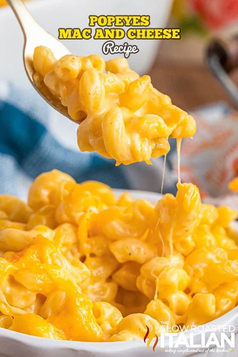 Popeyes Mac and Cheese Copycat Recipe - The Slow Roasted Italian Popeyes Mac And Cheese, Popeyes Mac And Cheese Recipe, Slow Roasted Italian, Chick Fil A Sauce, Family At Home, Making Mac And Cheese, The Slow Roasted Italian, Macaroni Recipes, Crispy Cheese