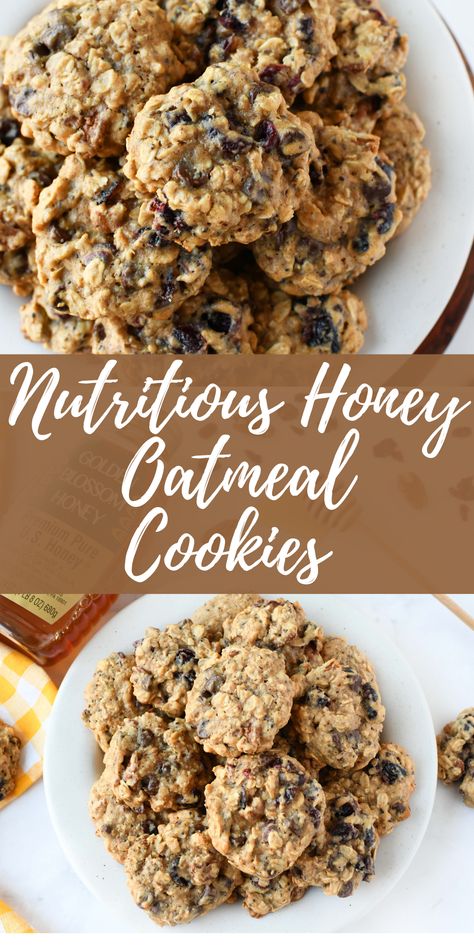 Oatmeal Cookies No Sugar, Honey Oatmeal Cookies, Honey Cookies Recipe, Recipe Using Honey, Oat Cookie Recipe, Oatmeal Cookies Easy, Oatmeal Breakfast Cookies, Healthy Oatmeal Cookies, Healthy Honey