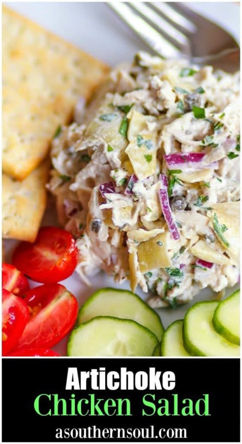 Artichoke Chicken Salad, Supper Salads, Avocado Chicken Salad Recipe, Artichoke Salad, Fresh Recipe, A Southern Soul, Artichoke Chicken, Meat Salad, Artichoke Recipes