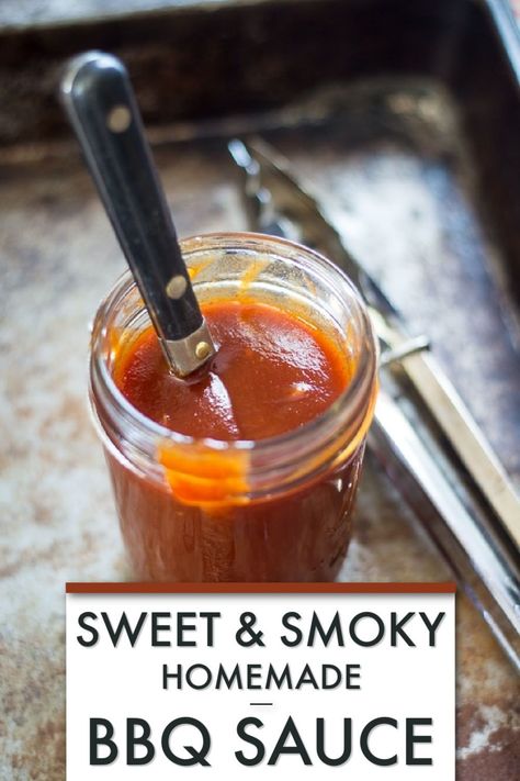 An easy, 20-minute Sweet and Smoky Homemade BBQ Sauce recipe. Make a double batch and keep leftovers in the freezer for ease and convenience! #bbq #barbecue #sauce #marinade #homemade #sweet #smoky #american #condiment Best Homemade Bbq Sauce, Bbq Rib Sauce, Keto Bbq Sauce, Homemade Bbq Sauce Recipe, Rib Sauce, Homemade Bbq Sauce, Homemade Barbecue Sauce, Burger Night, Barbeque Sauce