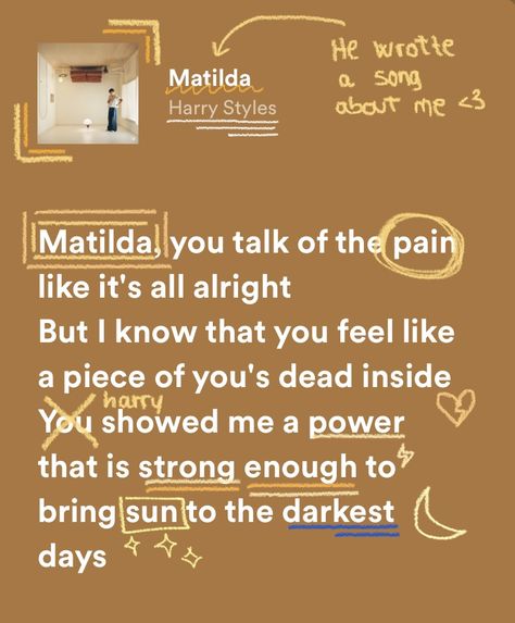 Matilda Lyrics, Show Me Your, Matilda, Song Lyrics, Harry Styles, Letting Go, How Are You Feeling, Songs, Bring It On