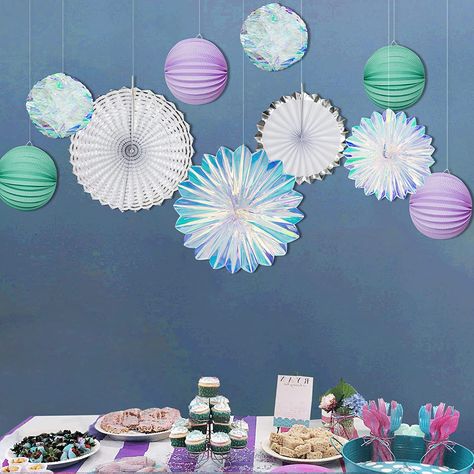 AmazonSmile: Iridescent Party Decorations Holographic Hanging Honeycomb Ball Fan Pompom Decor for Wedding Baby Shower Anniversary Bridal Shower Bachelorette Birthday Party Supplies : Home & Kitchen Honeycomb Party Decorations, Iridescent Party Decorations, Pompom Decor, Iridescent Party, Holographic Film, Decor For Wedding, Tissue Pom Poms, Sweet 16 Parties, New Years Decorations