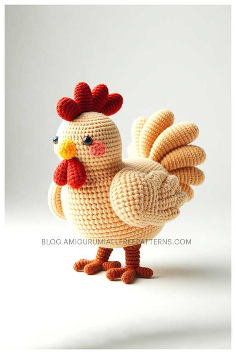 Crochet Chicken Amigurumi Free Pattern Rooster Crochet Pattern Free, Crochet Chicken Pattern Free, Chicken Patterns, Amigurumi Chicken, Chicken Crochet, Crochet Amigurumi Patterns, Free Crochet Amigurumi, Crochet Dog Patterns, Easy Crochet Hat