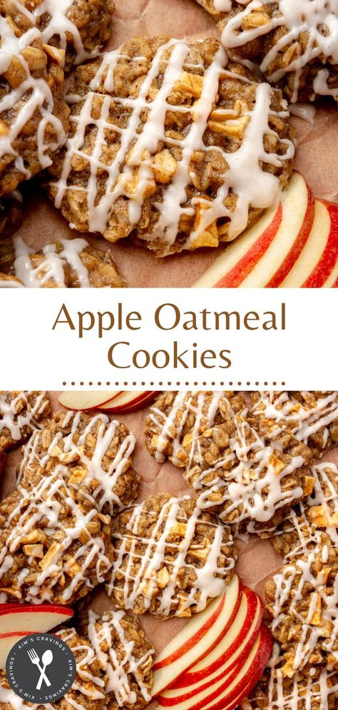 Maple Glazed Apple Crisp Cookies, Apple And Honey Cookies, Apple Hermit Cookies, Apple Chocolate Chip Cookies, Apple Crisp Cookies Recipe, Apple Cookie Bars, Apple Crisp Cookies, Oatmeal Apple Cookies, Apple Cinnamon Oatmeal Cookies