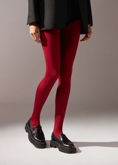 Dark Red Clothes, Red Stockings Outfit, Red Tights Outfit, Red Black Outfit, Red Tights, Patterned Tights, Performance Leggings, Tights Outfit, Womens Tights