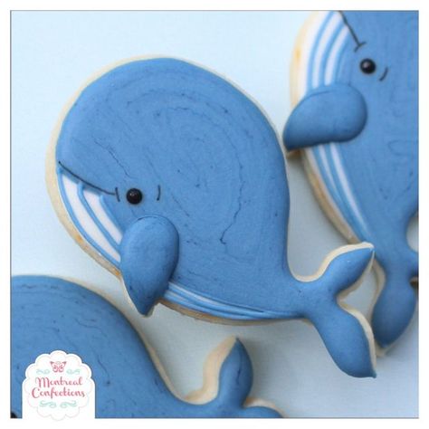 Whale Royal Icing Cookies, Whale Cookies Decorated, Whale Sugar Cookies, Whale Cookie, Ocean Cookies, Whale Cookies, Sea Cookies, Vbs Snacks, Whale Cakes