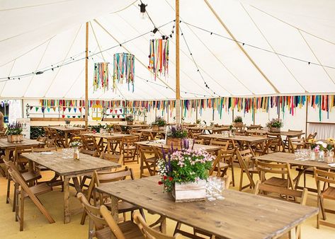 Pole Tent Marquee Decor Ribbons Festoon Lights Nortonbury Farm Wedding AD Photography #wedding #marquee Simple Marquee Decoration, Frame Tent Wedding Decor, Marquee Wedding Decor, Marquee Wedding Decoration, Marquee Decor, Marquee Decoration, Diy Wedding Decor, Festoon Lights, Wedding Marquee